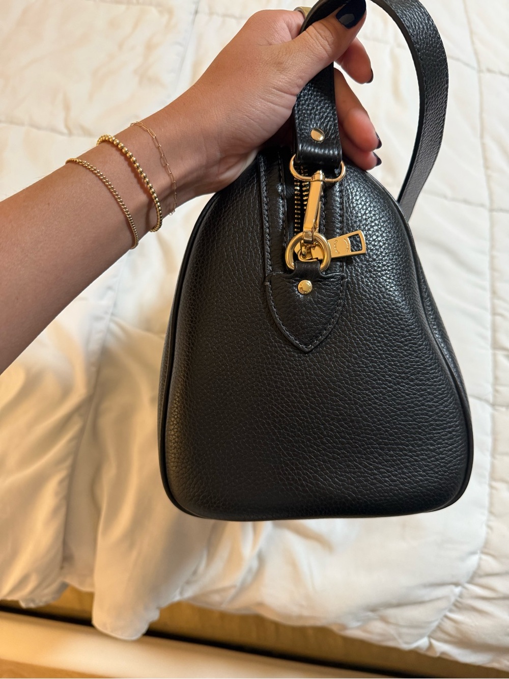 Coach Rowan Large Black Pebbled Leather Satchel with Gold Hardware - Picture 5 of 9